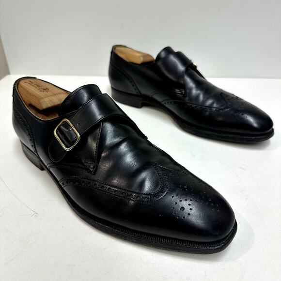 Crockett & Jones x Peal & Co. x Brooks Brothers Monk Strap Wingtip Black 324 11 - Picture 4 of 13